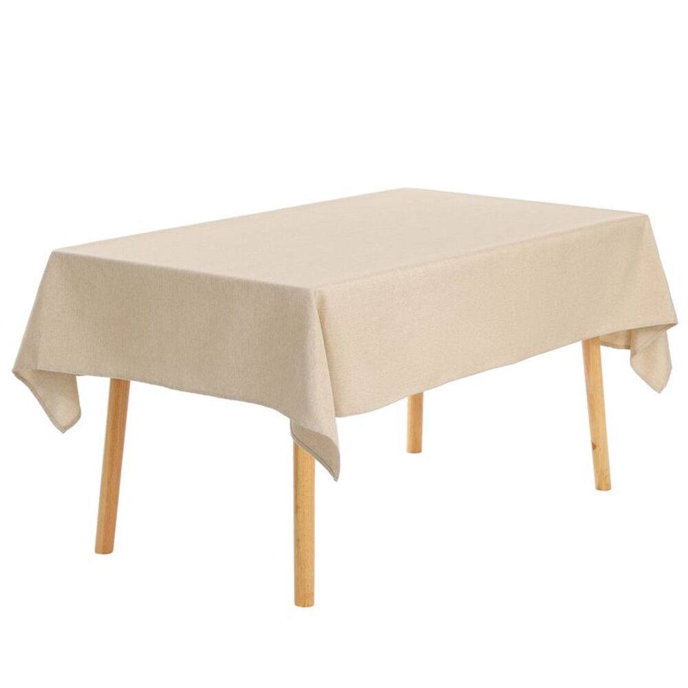 1pc Rectangle Tablecloth Cotton Linen Waterproof Table Cover 55x95inch Beige
